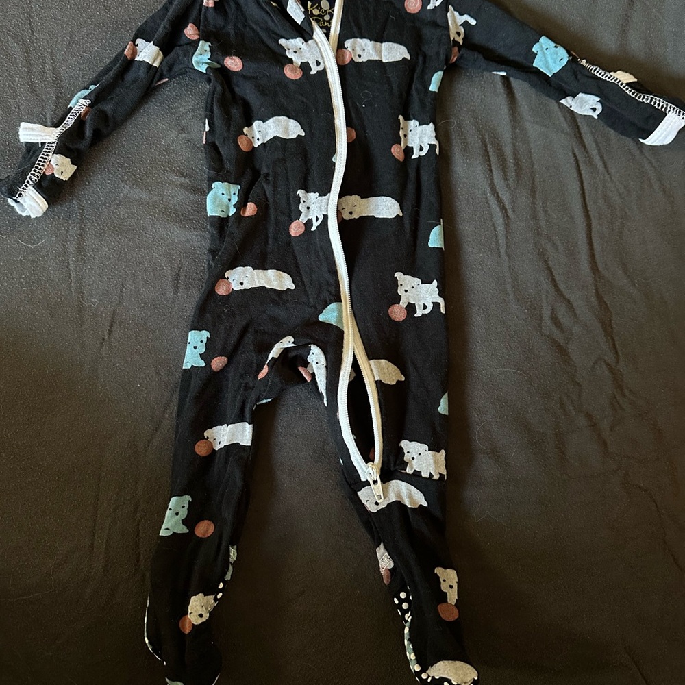 Kickee Pants dog Print NB Footie